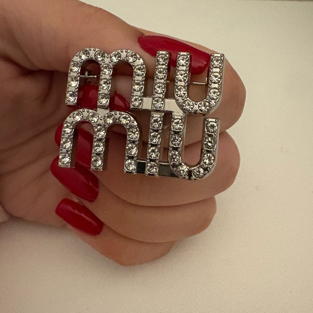 Miu Miu Silver Crystal Brooch